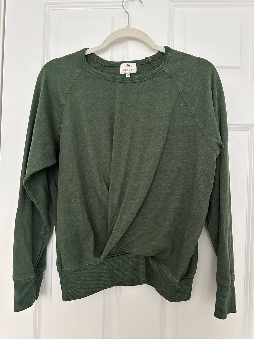 Anthropologie Sundry Green Twist Front Sweater 2